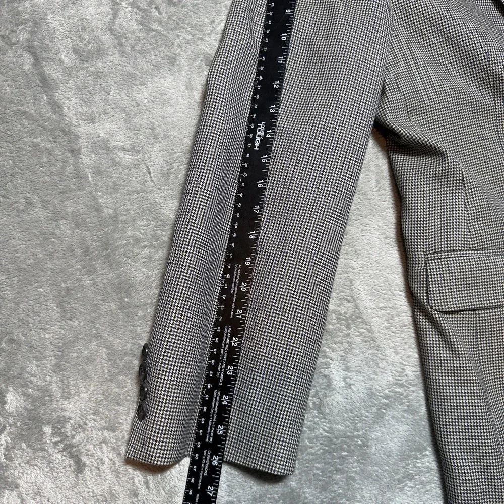 Stafford 46L Houndstooth Sport Coat 100%‎ Pure New Wool Gray Blue Blazer 46 Long